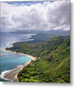 Aerial View Of Napali Coastline Metal Print