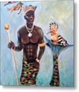 African Merman King Olokun By Linda Queally Metal Print