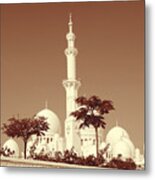 Albumen Print Of Abu Dhabi White Mosque Sheikh Zayid Mosque, Woodburytype Metal Print