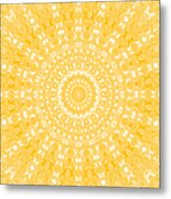 Amber On White Mandala Kaleidoscope Medallion Flower Metal Print
