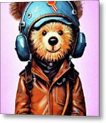 Amelia Bearhart - Teddy Bear Aviator Metal Print