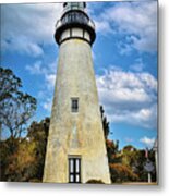 Amelia Island Lighthouse In The Clouds In Autumn Metal Print