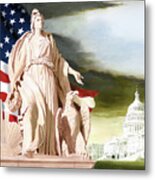 America - Progress Of Civilization - America With Eagle At Her Side And Sun At Her Back Metal Print