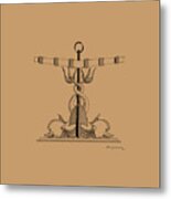 Anchor With Dolphins Metal Print
