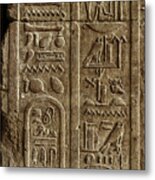 Ancient Egypt Hieroglyphics On Wall Metal Print