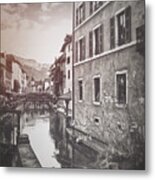 Annecy France European Canal Scenes Vintage Style Metal Print