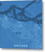 Antioch Ca City Vector Road Map Blue Text Metal Print