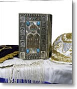 Antique Jewish Bible, Yarmulka & Tallis Metal Print