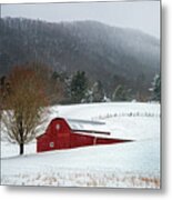 Appalachian Mountains Tn Red Winter Barn Metal Print