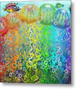 Aqua Jellyfish Rainbow Fantasy Metal Print