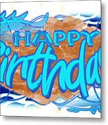 Aquamarine A Cyan Blue Pisces March Happy Birthday Metal Print