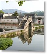 Arched Stone Bridge In Hong Village Metal Print