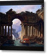 Architectural Landscape With A Canal By Hubert Robert Metal Print