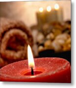 Aromatherapy Candle Burning In A Spa Metal Print