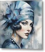 Art Deco Style Portrait - 02279 Metal Print