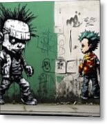 Art Graphic Vibe Cyberpunk Punk Kid Style Banksy Inspired Grafitti Wall Street  Children Spray Poster Graffiti Urban Illustration Aggressive Musician Performer Childhood Emotional Perform Metal Print