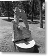 Art Statue On The Campus Of The University Of New Mexico In Black And White Metal Print