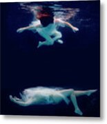 Artist Magically Composite Floating With Her Flute 34 Metal Print