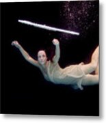Artist Magically Floating With Her Flute 61 Metal Print