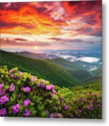 Asheville North Carolina Blue Ridge Parkway Scenic Sunset Landscape Metal Poster