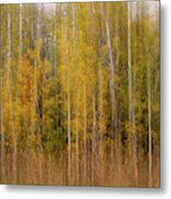 Aspenscape - Intentional Camera Motion Blur On Aspen Grove In Autumn Scene Metal Print