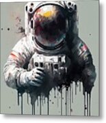 Astronaut Drop Color Metal Print