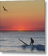 At Sunrise - Surfer In Ocean City New Jersey Metal Print