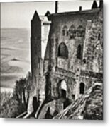 Atop Mont Saint Michel In Grayscale Metal Print