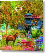 Autumn Garden On The Farm Metal Print