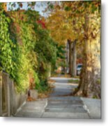 Autumn Sidewalk Metal Print