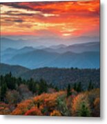 Autumn Sunset Nc Blue Ridge Mountains Landscape Photography Asheville North Carolina Scenic Outdoors Metal Print