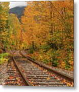 Autumn Train Tracks Metal Print