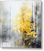 Autumn Vibes - Yellow Leaves In The Mist - Fall Vibes Art Metal Print