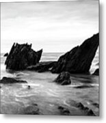 Ayrmer Cove South Hams Deven South West Coast Path Black And White 3 Metal Print