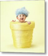 Baby Boy Flower Pot Metal Print