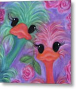 Baby Ostriches Metal Print