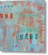 Bahama Breeze Tropical Abstract Painting Aqua Turquoise Orange Blue Metal Print