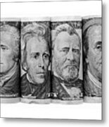 Bank Notes Black And White Metal Print