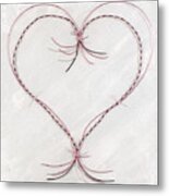 Barbed Heart-pink On White Metal Print