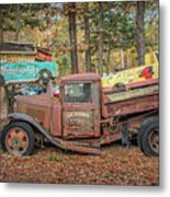 Battered Rusty Jalopy In The Woods Metal Print