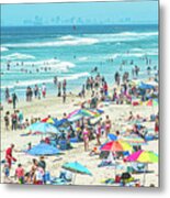 Beach Crowd And Summer Sunshine Metal Print