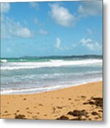 Beach Waves And Seaweed, Pinones, Puerto Rico Metal Print