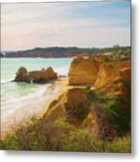Beaches And Cliffs Of Praia Rocha, Algarve - 1 - Picturesque Edition Metal Print