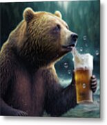 Bear Beer Buddy 04 Metal Print