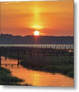 Beaufort South Carolina Sunrise Over The Marshland And Docks Metal Print