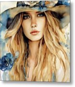 Beautiful Blue Eyed Cowgirl 3 Metal Print
