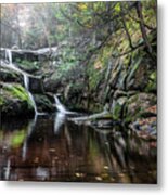 Enders Falls Autumn Mist - Granby Connecticut Metal Print