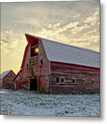 Bedazzled Blackmore Barn #2 - Sun Pokes Through Roof Hole On Abandoned Barn In Nd Metal Print