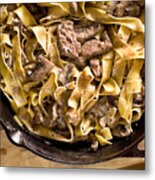 Beef Stroganoff In A Bowl On A Wooden Counter Metal Print