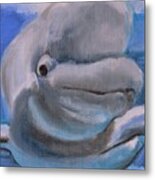 Beluga Whale Underwater Painting Series Metal Print
